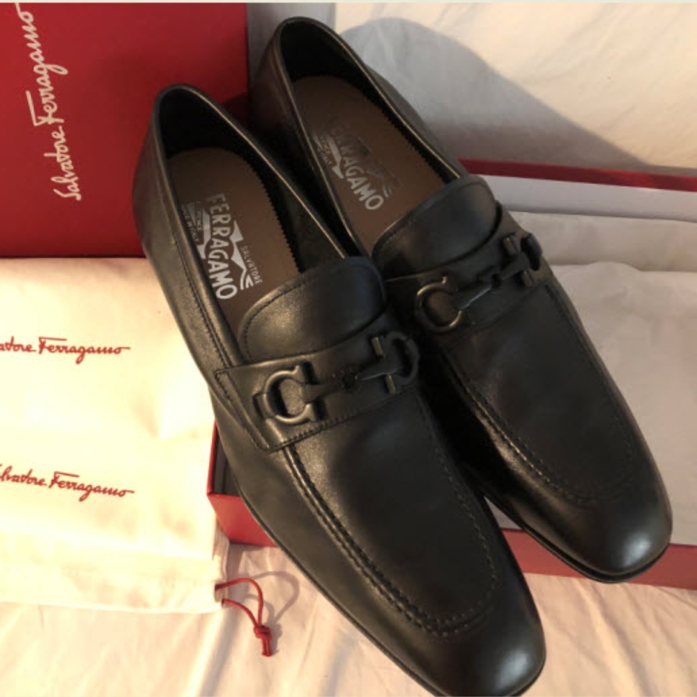 Ferragamo Men's Asten Leather Apron-Toe Loafers